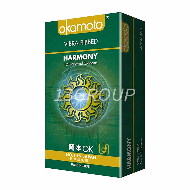 Okamoto Harmony Vibra Ribbed Condoms, 12s